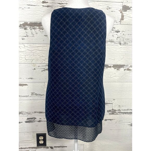 CABI Scallop Sleeveless Top Navy/Black Sz M #3783 NWOT - Picture 3 of 5